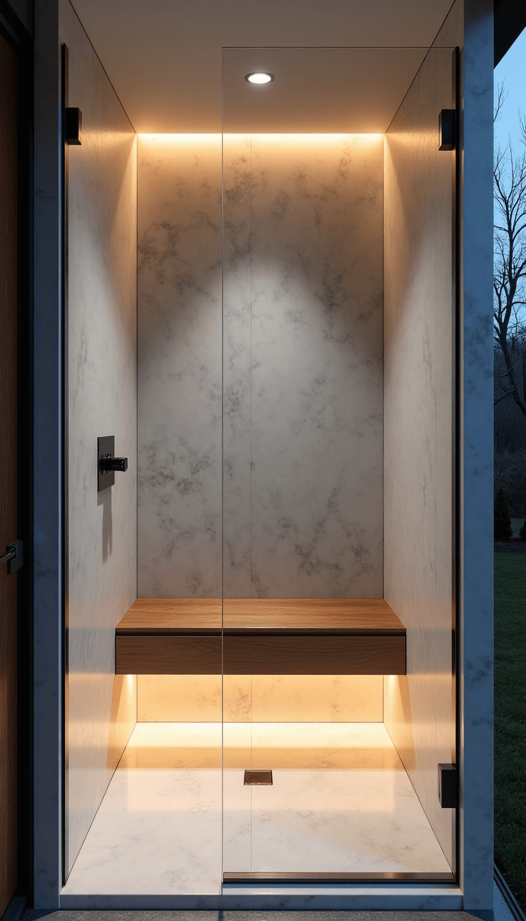 5466marble Alcove Shower Dusk Led
