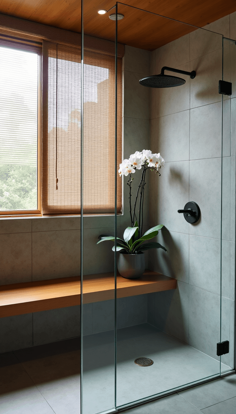 5470zen Corner Shower Stone Bamboo