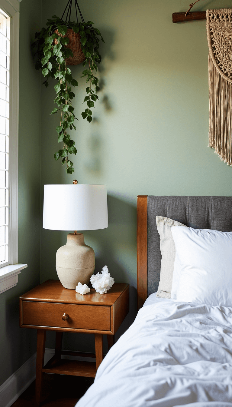 5586cozy Sage Bedroom Vignette