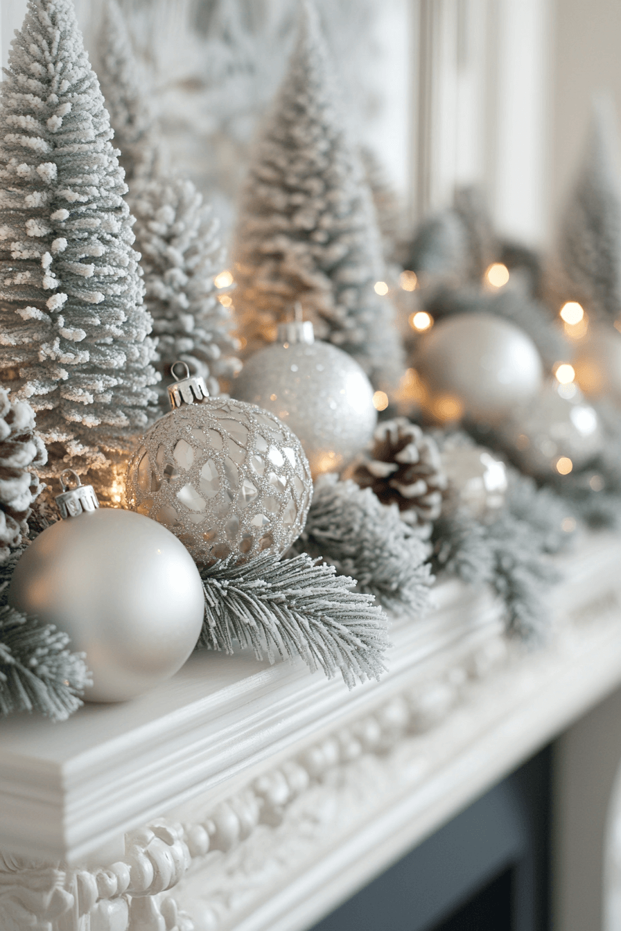 29 Christmas Mantel Decor Ideas That Turn Your Fireplace Into a Holiday Showpiece 11 Frosted Forest Elegance