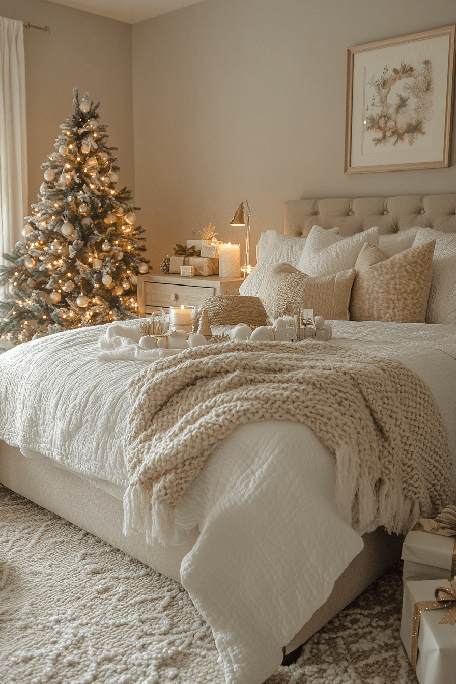 29 Christmas Bedroom Ideas for a Peaceful and Merry Holiday Haven 12 Neutral Luxe Holiday Style