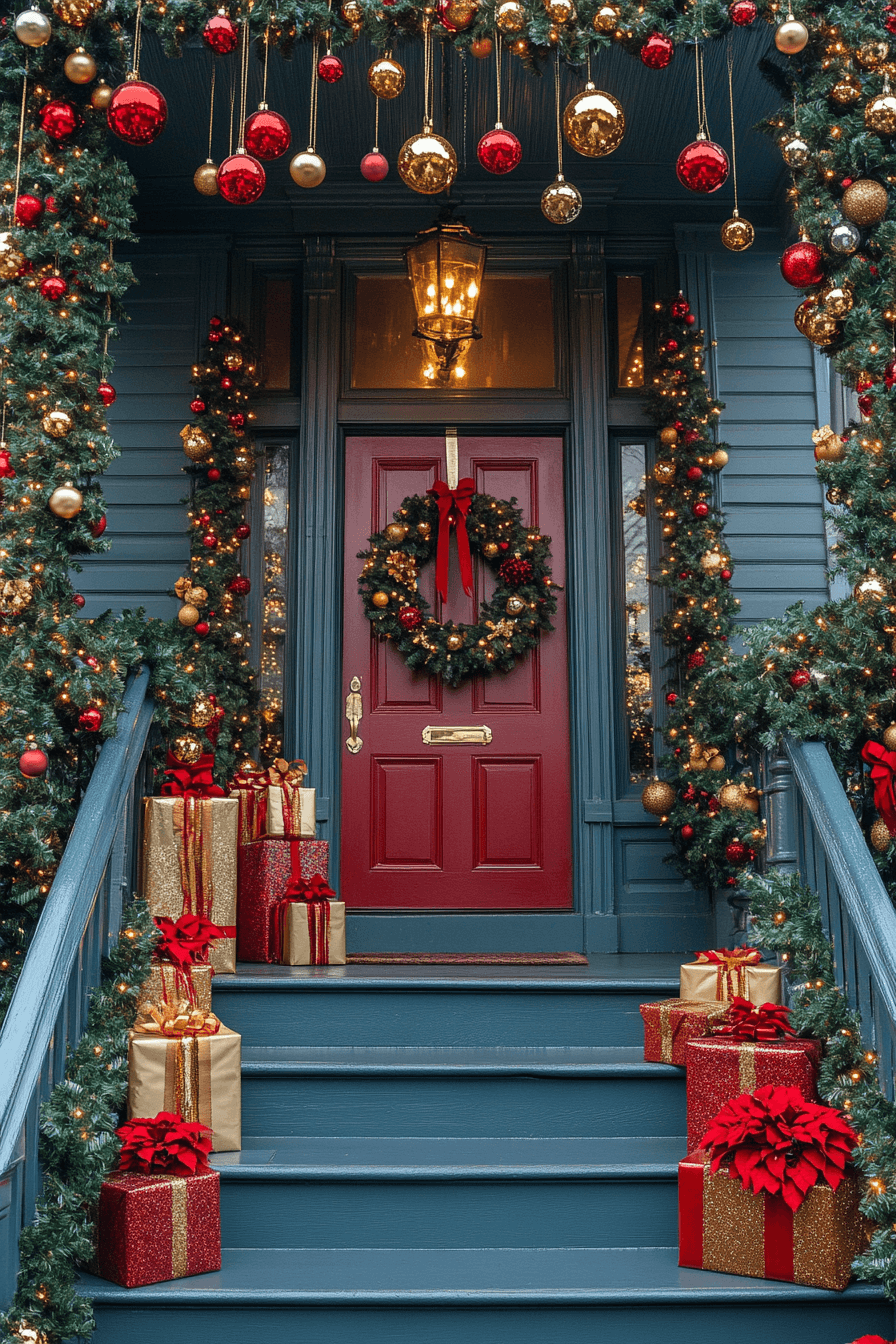 29 Front Porch Christmas Decor Styles to Create a Warm Winter Greeting 14 Bold Festive Color Symphony
