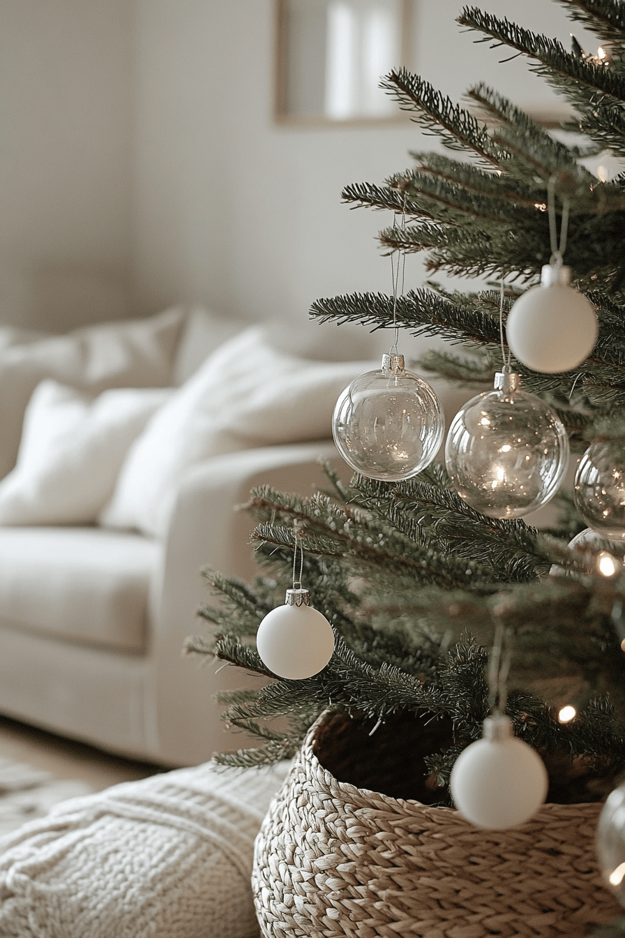 29 Minimalist Christmas Decor Ideas That Blend Simplicity and Holiday Joy 16 Bare Evergreen Holiday Light