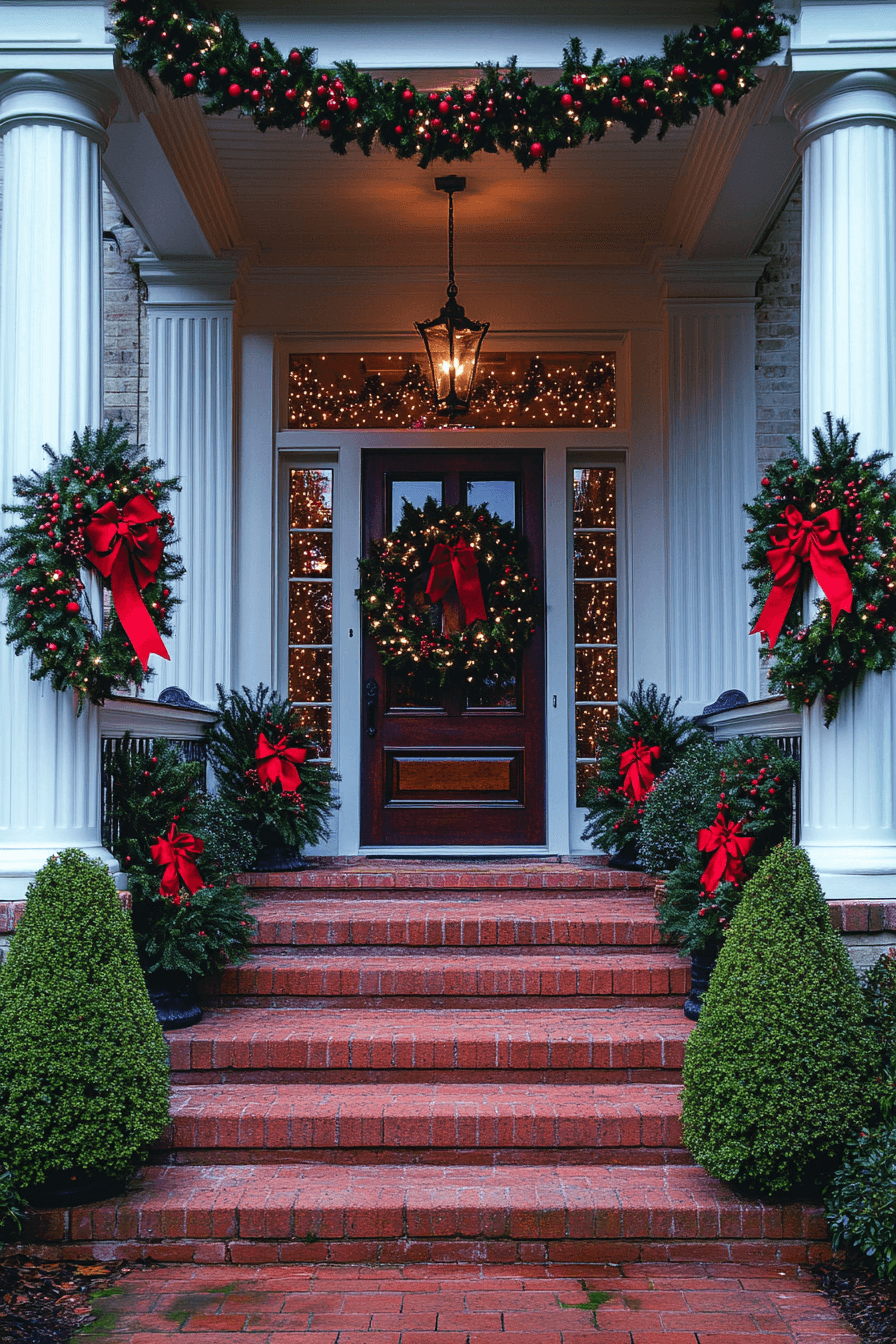 29 Front Porch Christmas Decor Styles to Create a Warm Winter Greeting 17 Classic Laurel Entry Calm