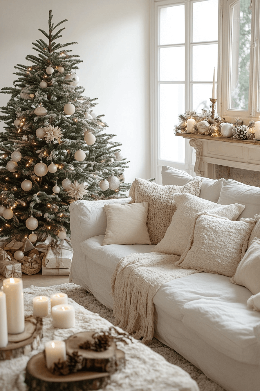 29 Minimalist Christmas Decor Ideas That Blend Simplicity and Holiday Joy 17 Cream Layered Cozy Scene