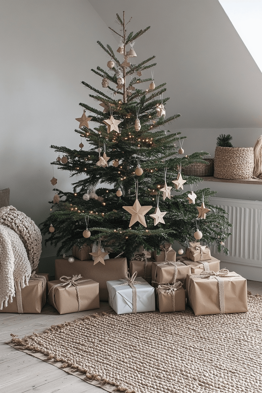 29 Minimalist Christmas Decor Ideas That Blend Simplicity and Holiday Joy 2 Scandinavian Snowy Tree Glow