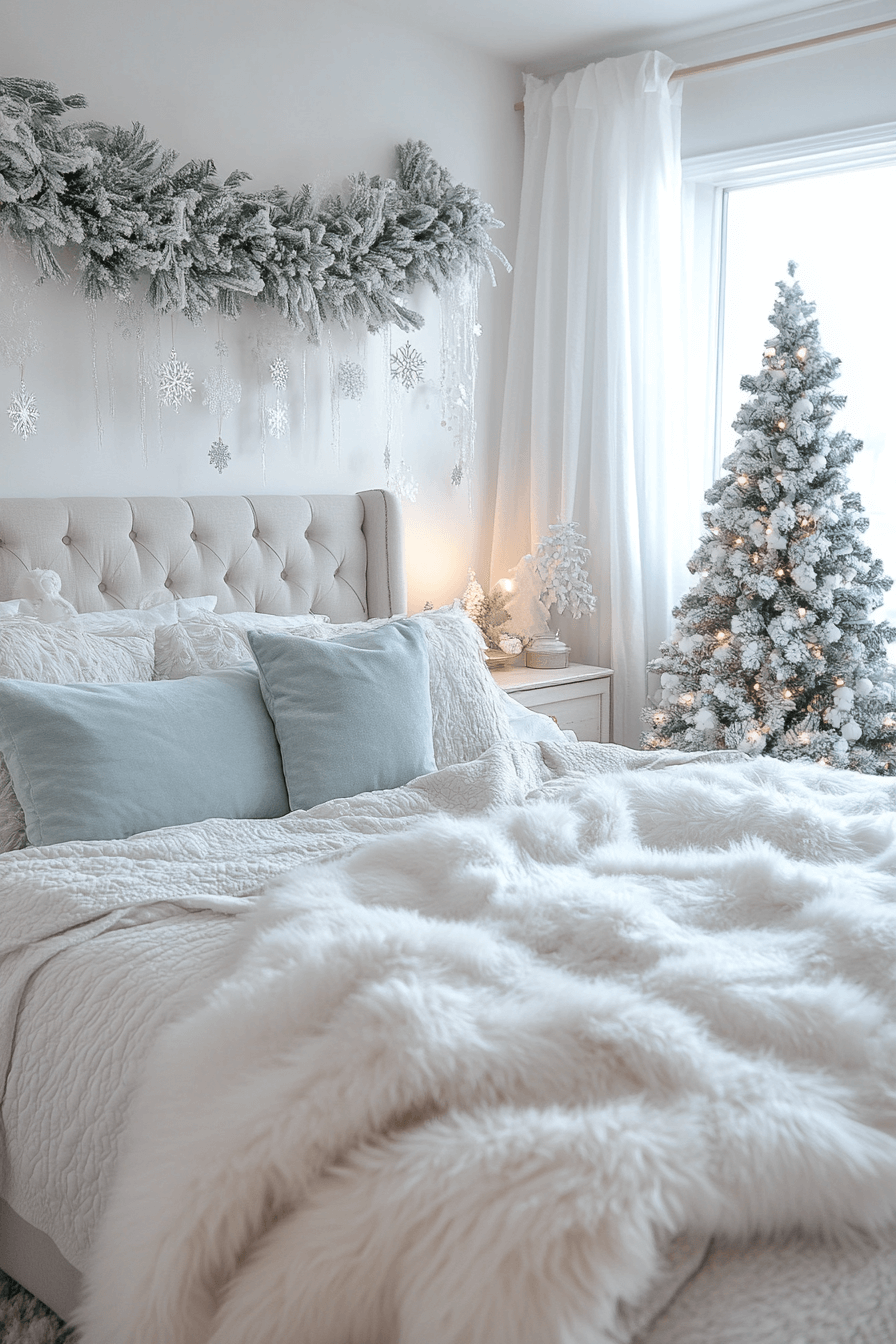 29 Christmas Bedroom Ideas for a Peaceful and Merry Holiday Haven 2 Snowfall Dream Winter Haven