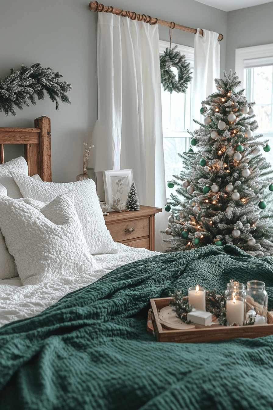 29 Christmas Bedroom Ideas for a Peaceful and Merry Holiday Haven 20 Evergreen Calm Bedroom Serenity