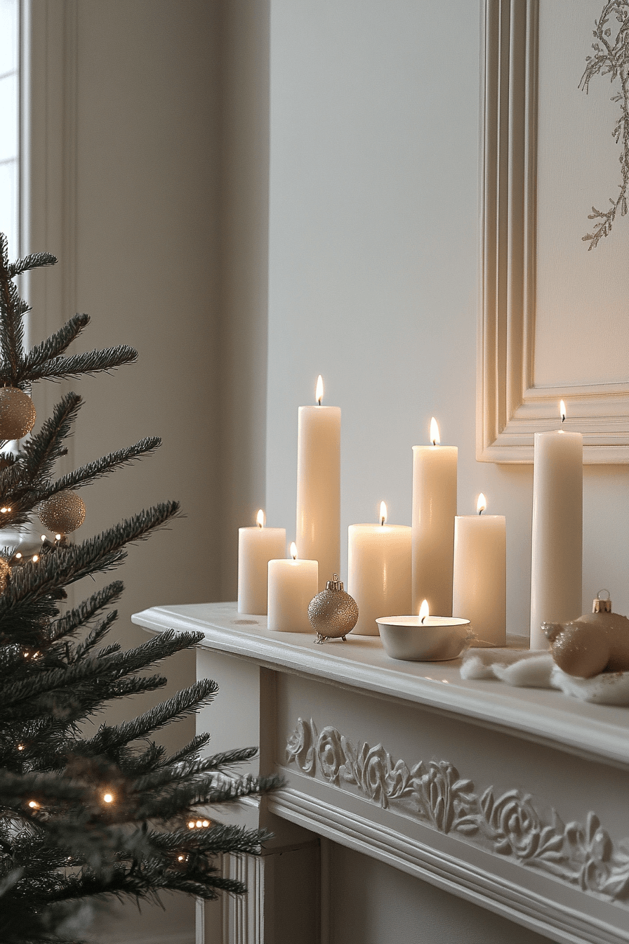 29 Minimalist Christmas Decor Ideas That Blend Simplicity and Holiday Joy 21 Golden Candle Minimal Glow