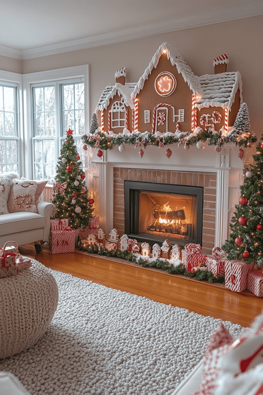 29 Christmas Mantel Decor Ideas That Turn Your Fireplace Into a Holiday Showpiece 21 Sweet Gingerbread Hearth