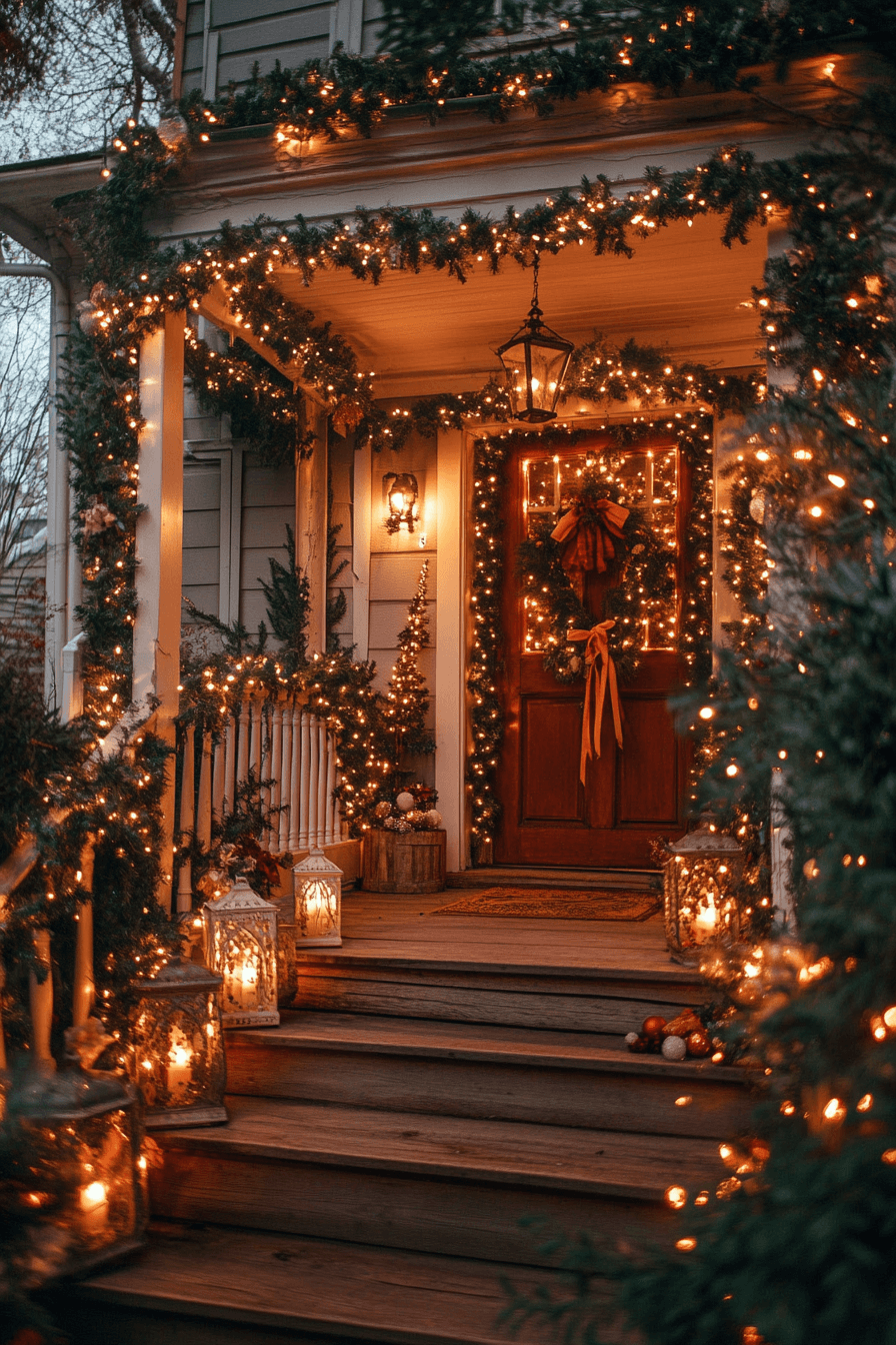 29 Front Porch Christmas Decor Styles to Create a Warm Winter Greeting 26 Pine Light Evening Serenity