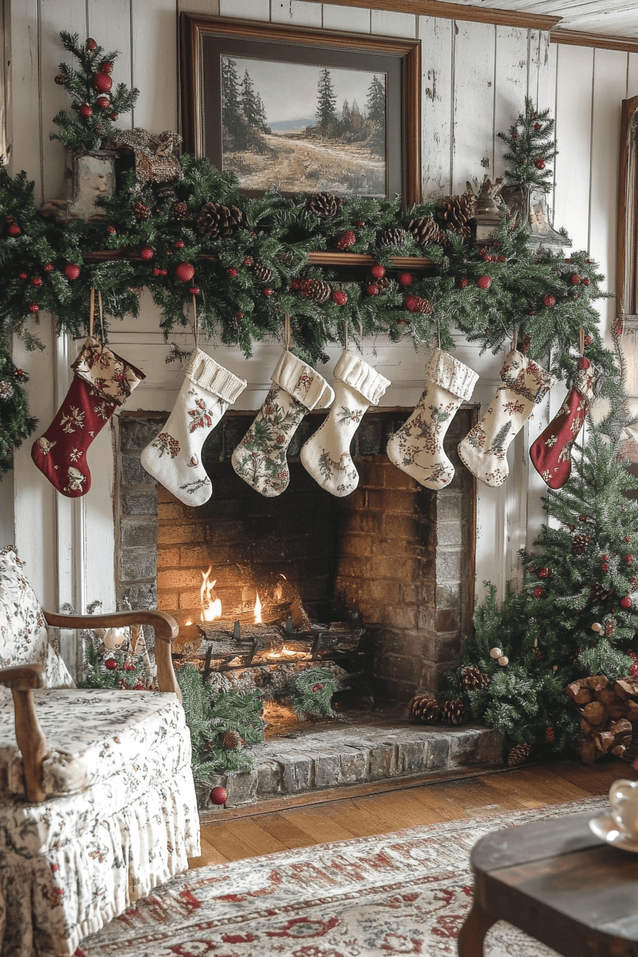 29 Christmas Mantel Decor Ideas That Turn Your Fireplace Into a Holiday Showpiece 27 Country Christmas Comfort