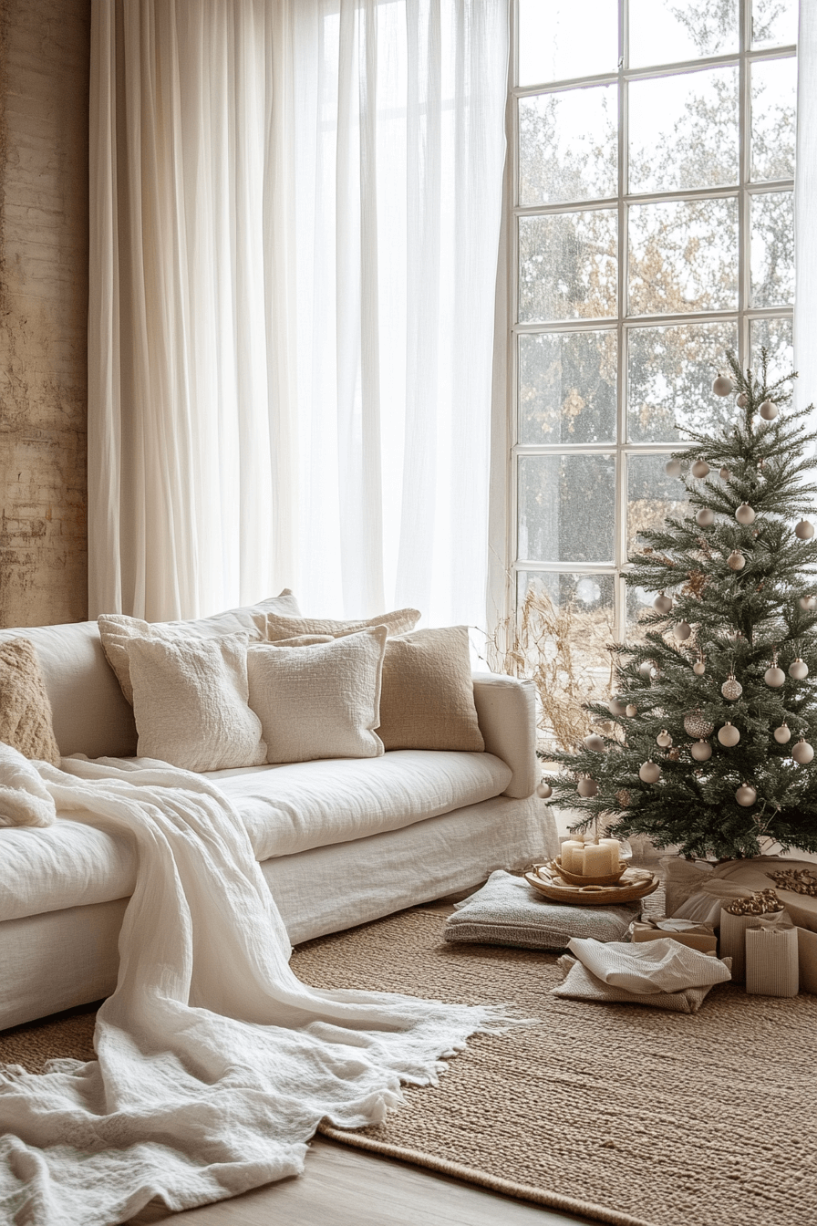 29 Minimalist Christmas Decor Ideas That Blend Simplicity and Holiday Joy 28 Airy Room Christmas Light