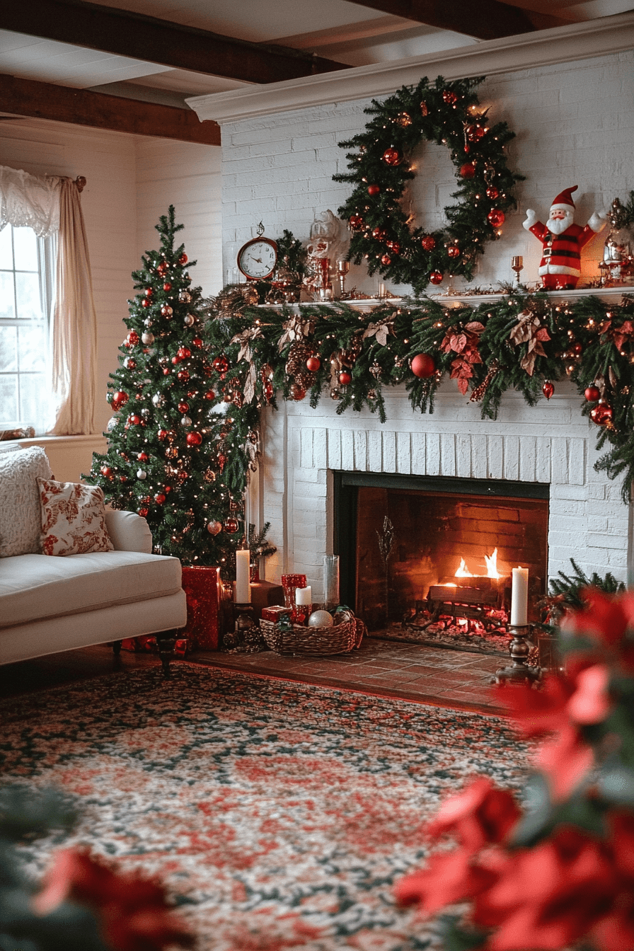 29 Christmas Mantel Decor Ideas That Turn Your Fireplace Into a Holiday Showpiece 4 Vintage Hearthside Magic