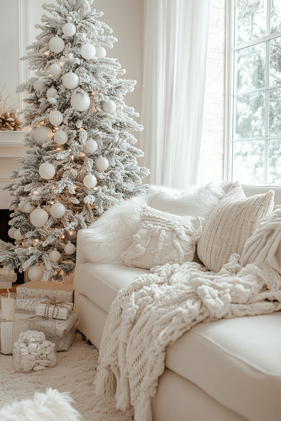 29 Minimalist Christmas Decor Ideas That Blend Simplicity and Holiday Joy 4 White Frost Holiday Calm