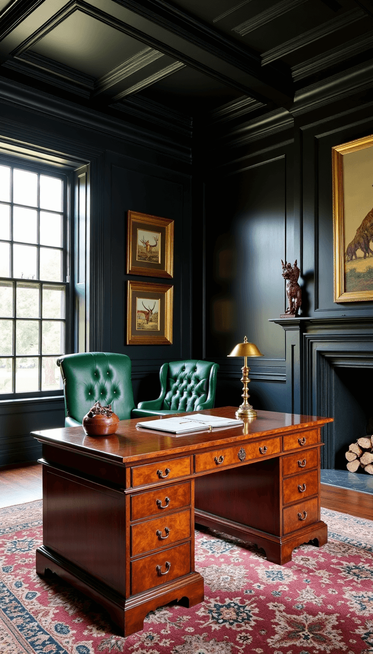 5619mahogany Home Office Fireplace
