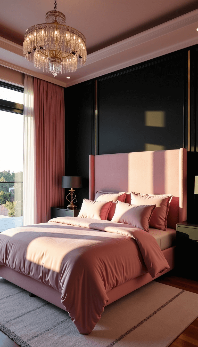 5633pink Black Luxury Bedroom Sunset