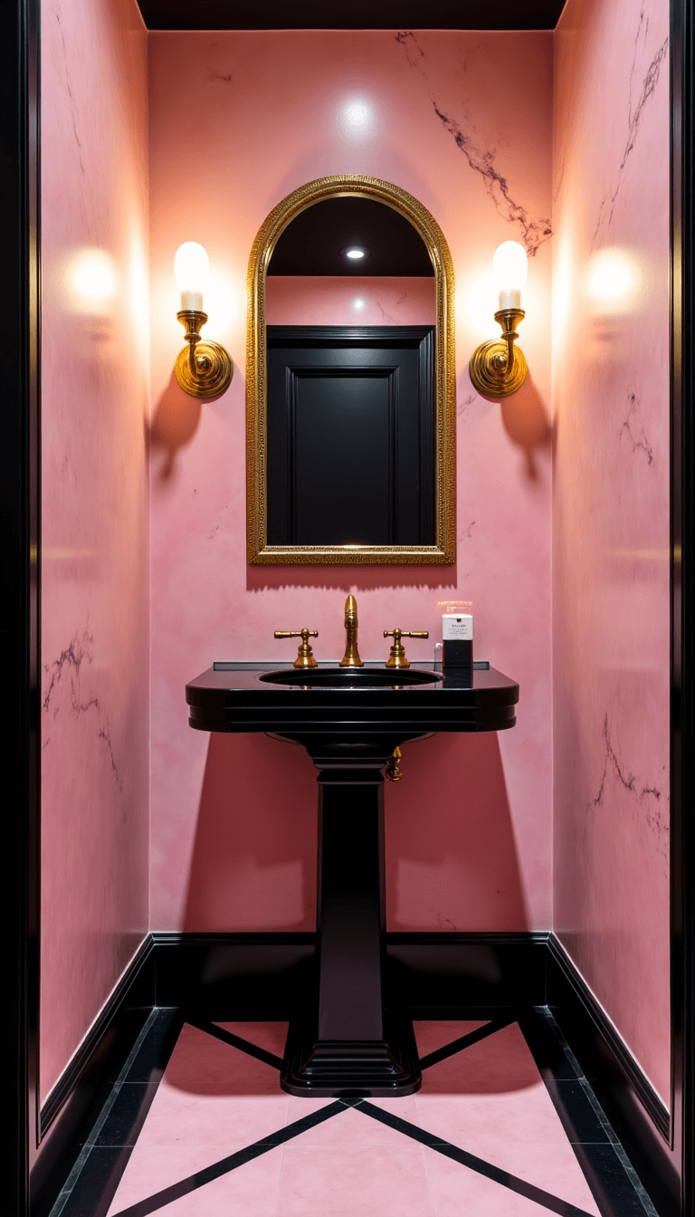 5637art Deco Pink Marble Powder Room