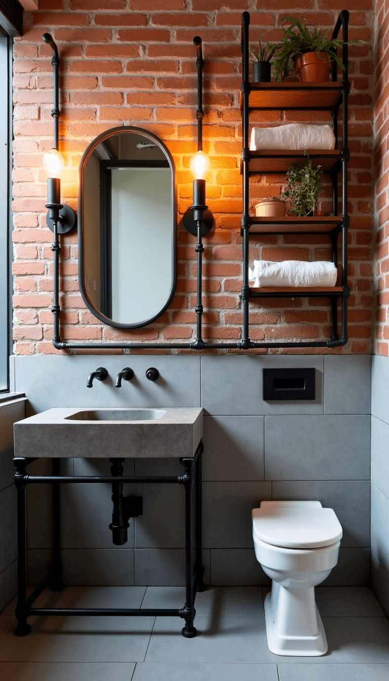 5648industrial Loft Bathroom Exposed Brick Concrete