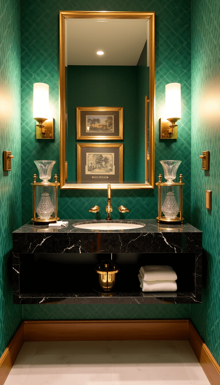 5652art Deco Jewel Box Vanity Gold Emerald