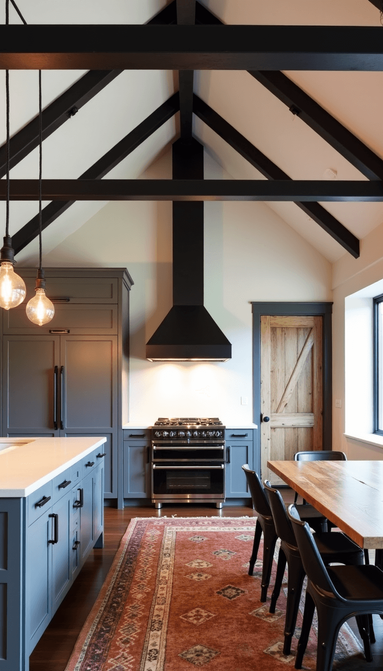 5658modern Farmhouse Kitchen Steel Trusses