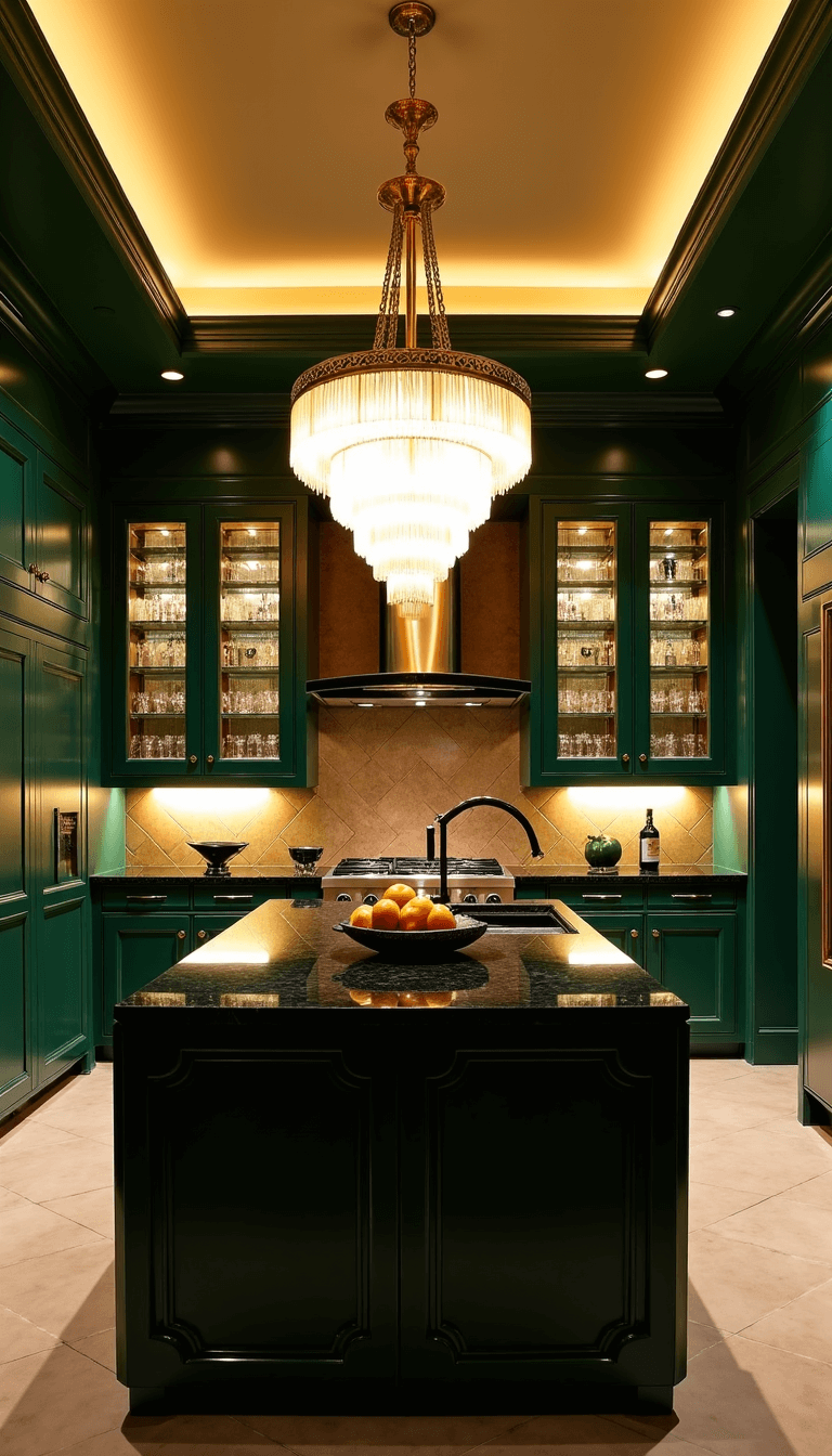 5668art Deco Emerald Kitchen Evening