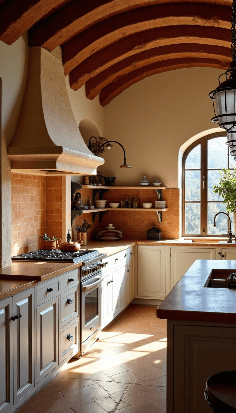 5670mediterranean Rustic Kitchen Arch Afternoon