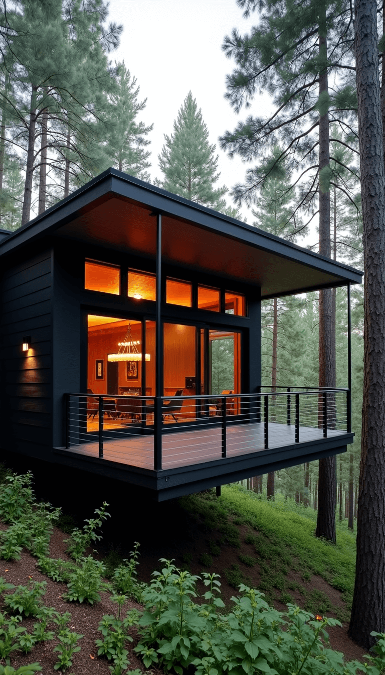 5688modern Forest Cabin Sunrise