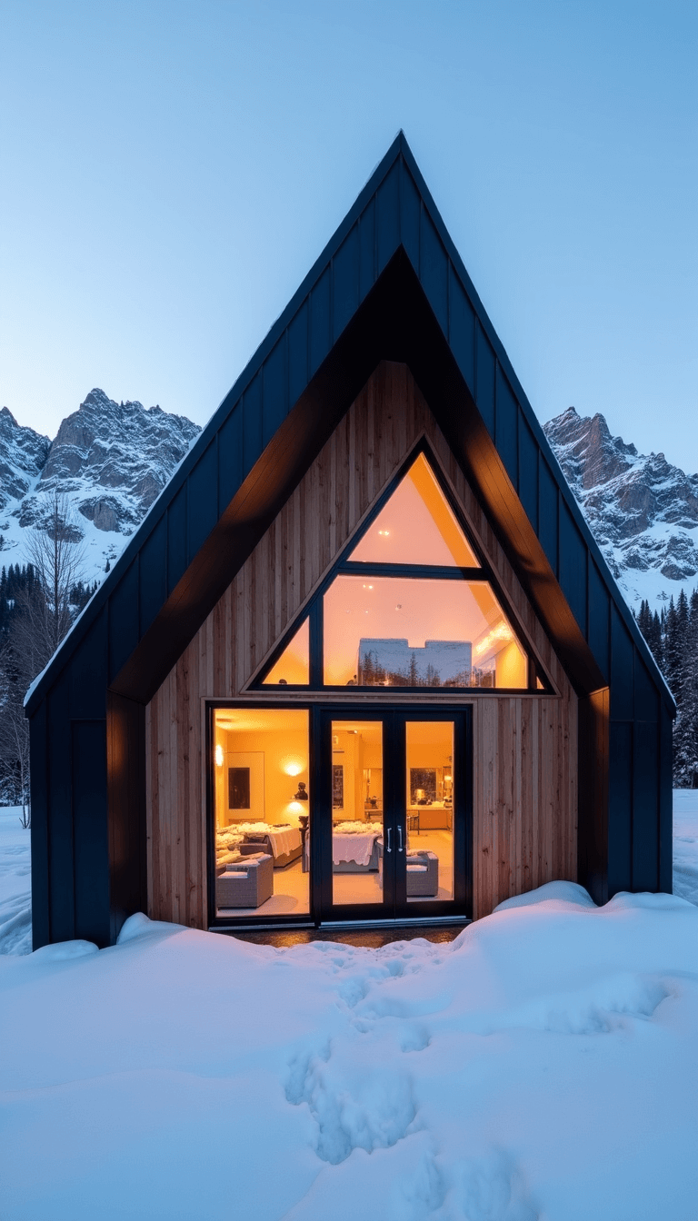 5690alpine Cabin Winter Twilight