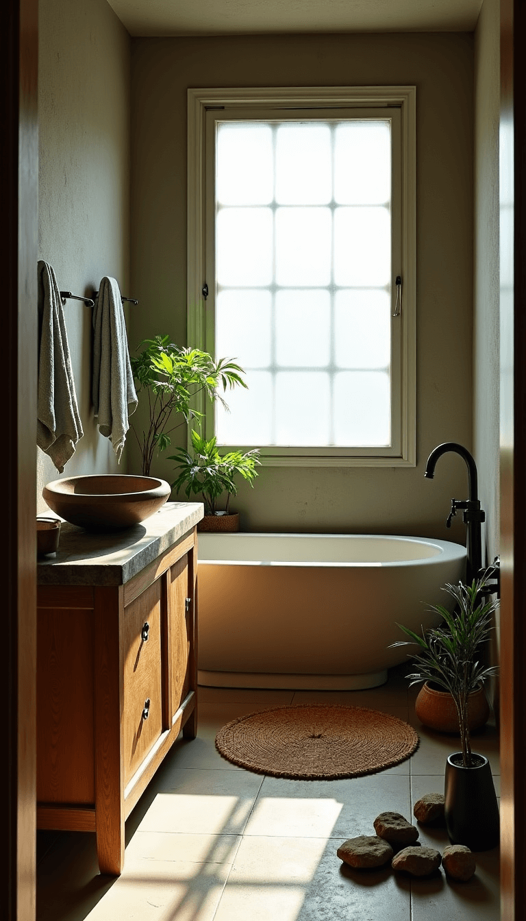 Wabi-Sabi Bathroom: Embracing Imperfect Natural Beauty in Your Personal Sanctuary 5703serene Earthy Bathroom Interior