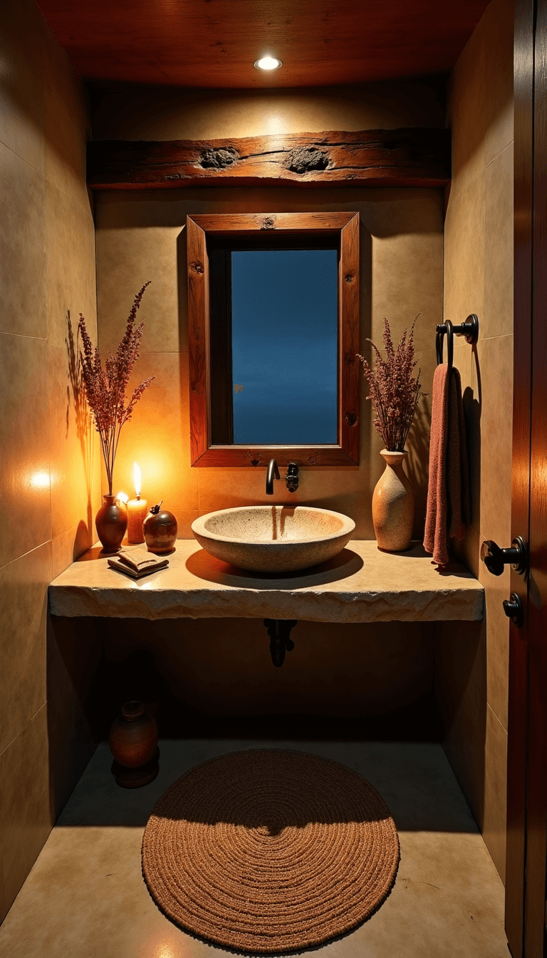 Wabi-Sabi Bathroom: Embracing Imperfect Natural Beauty in Your Personal Sanctuary 5712rustic Candlelit Spa Bathroom Dusk