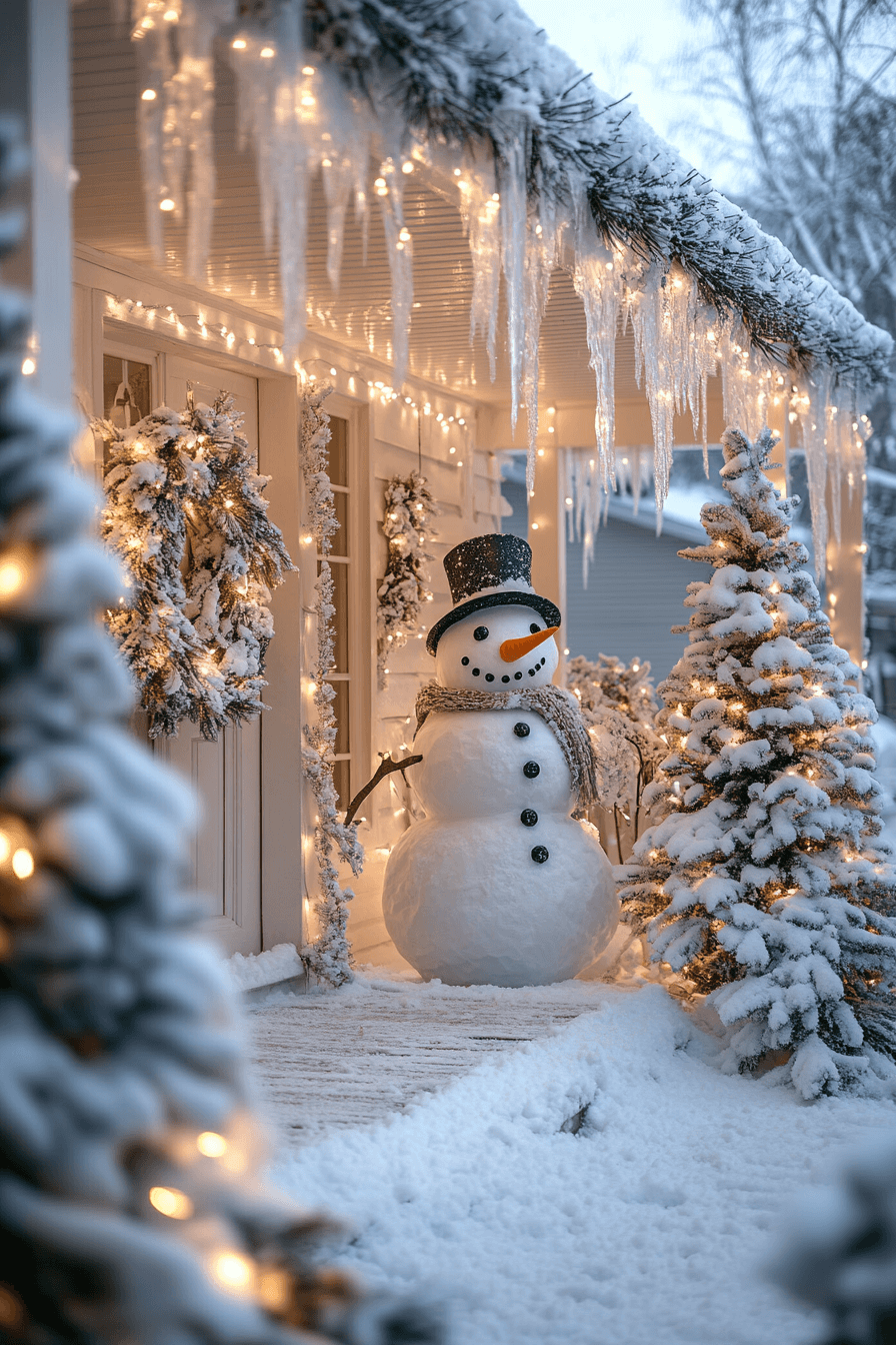 29 Front Porch Christmas Decor Styles to Create a Warm Winter Greeting 6 Enchanted Snow Drift Entry