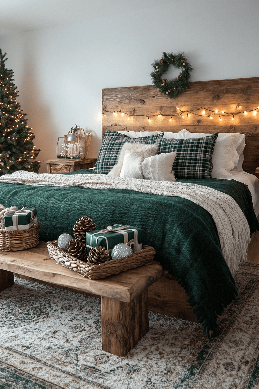 29 Christmas Bedroom Ideas for a Peaceful and Merry Holiday Haven 8 Rustic Wood Cabin Warmth