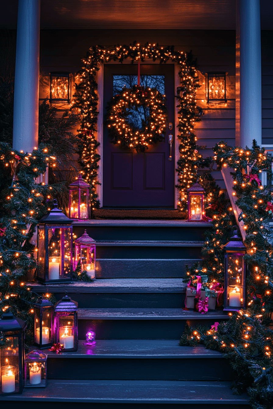 29 Front Porch Christmas Decor Styles to Create a Warm Winter Greeting 8 Twilight Spark Holiday Lights
