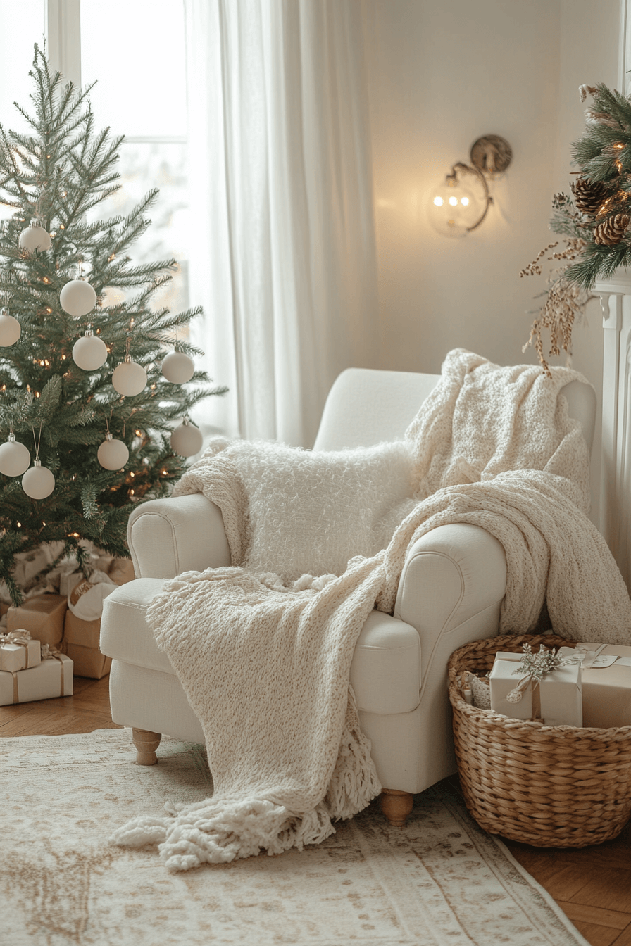 29 Minimalist Christmas Decor Ideas That Blend Simplicity and Holiday Joy 9 Cozy Corner Winter Glow