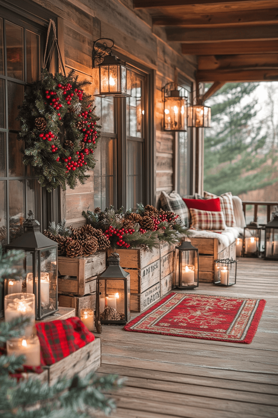 29 Front Porch Christmas Decor Styles to Create a Warm Winter Greeting 9 Rustic Timber Holiday Welcome
