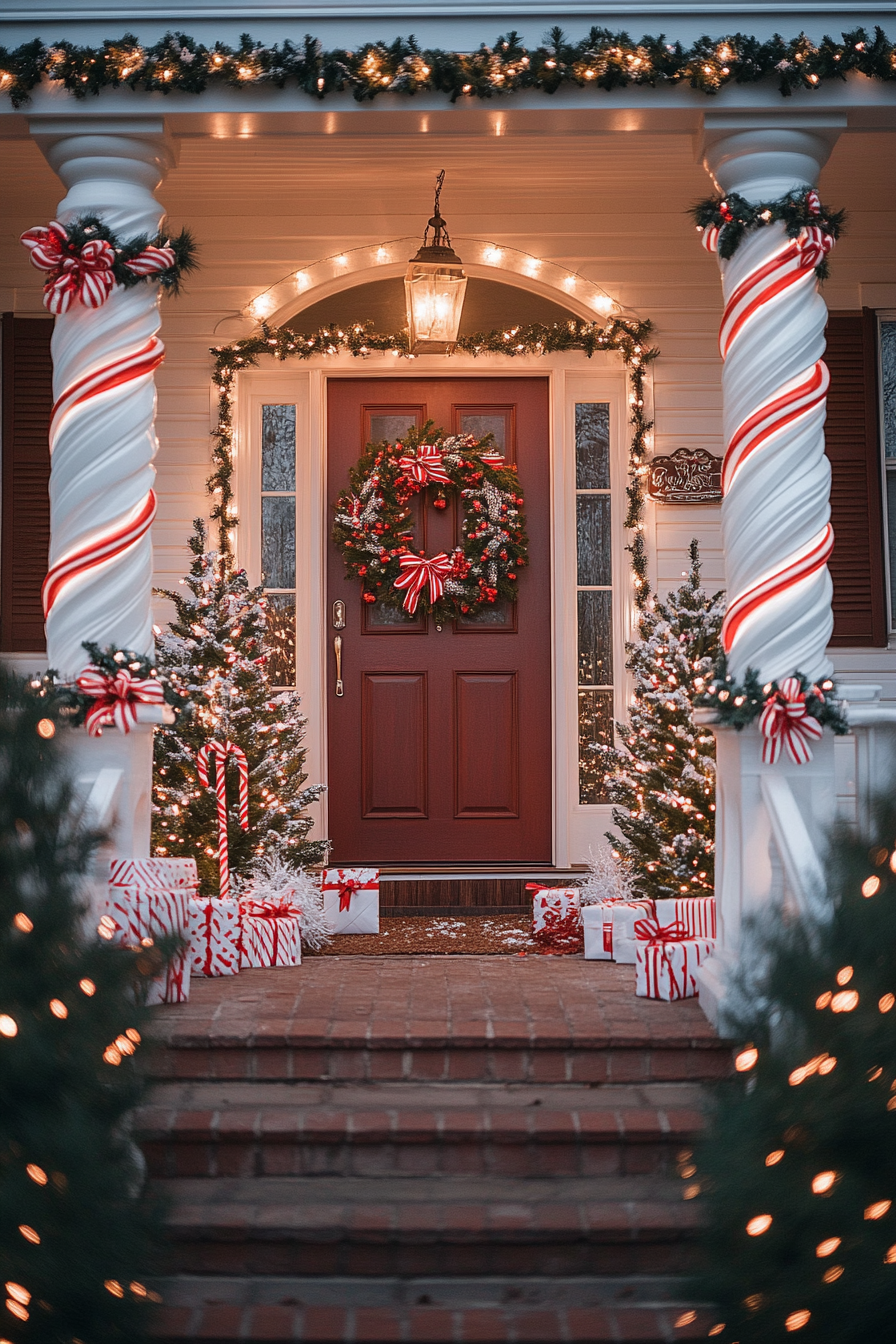 29 Front Porch Christmas Decor Styles to Create a Warm Winter Greeting peppermint porch whimsy bliss 1