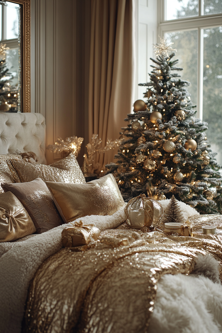 29 Christmas Bedroom Ideas for a Peaceful and Merry Holiday Haven velvet spark holiday glamour 1