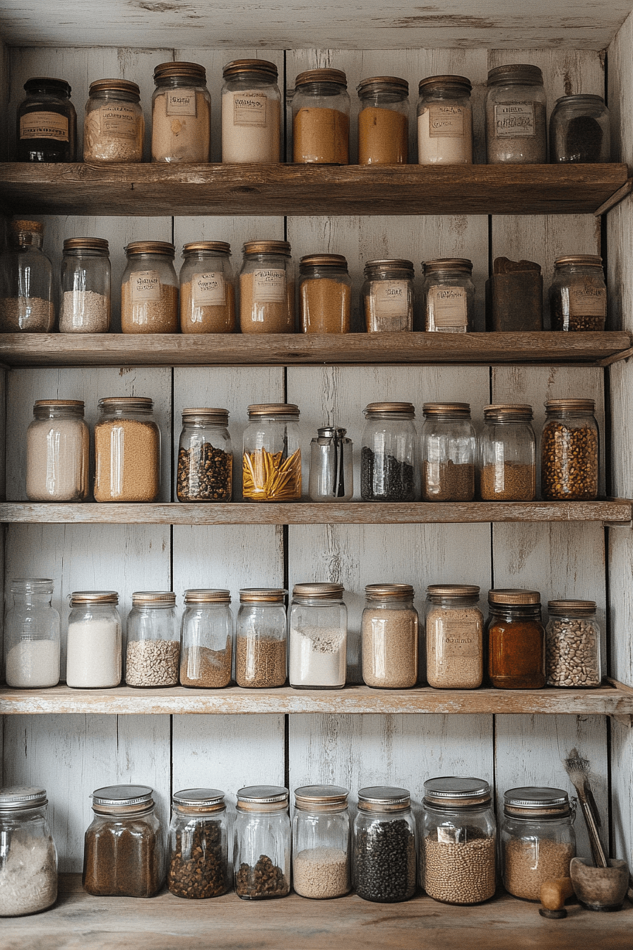 25 Antique Farmhouse Decor Ideas That Will Enhance Your Home’s Charm 1 Vintage Pantry Storage Charm