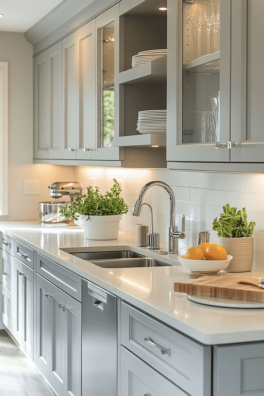 25 Neutral Kitchen Cabinets to Create a Calming Cooking Space 10 Soft Gray Poise