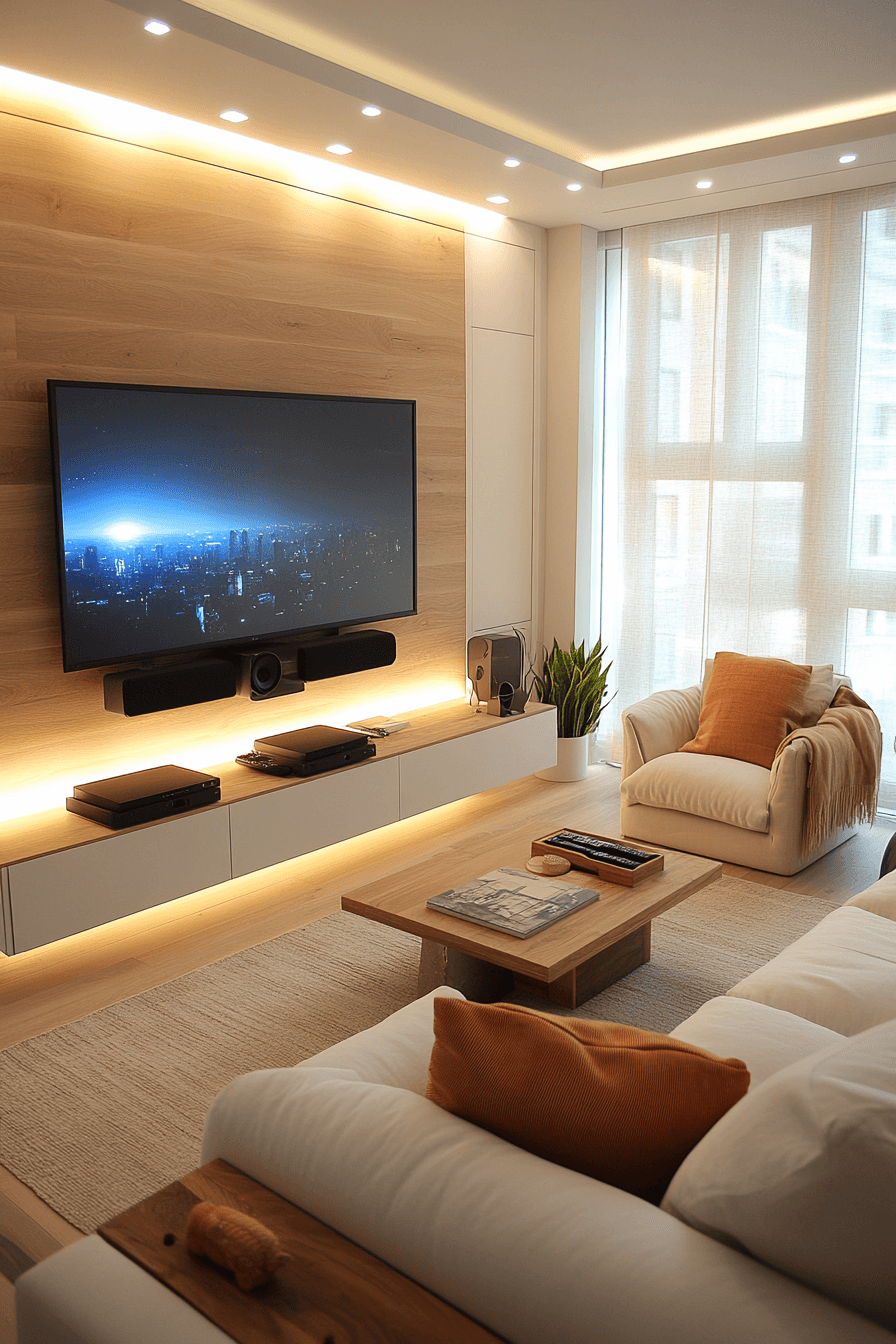 25 Scandinavian Japanese Interior Ideas to Inspire Your Home 11 Minimal Media Lounge