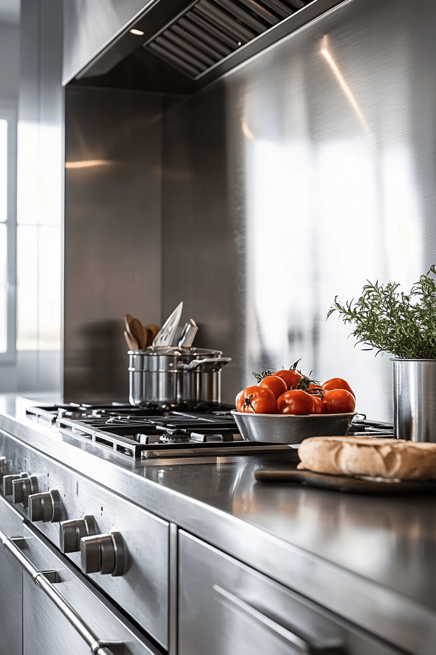 25 Backsplash Kitchen Ideas for a Bold and Beautiful Design 11 Stainless Steel Finish