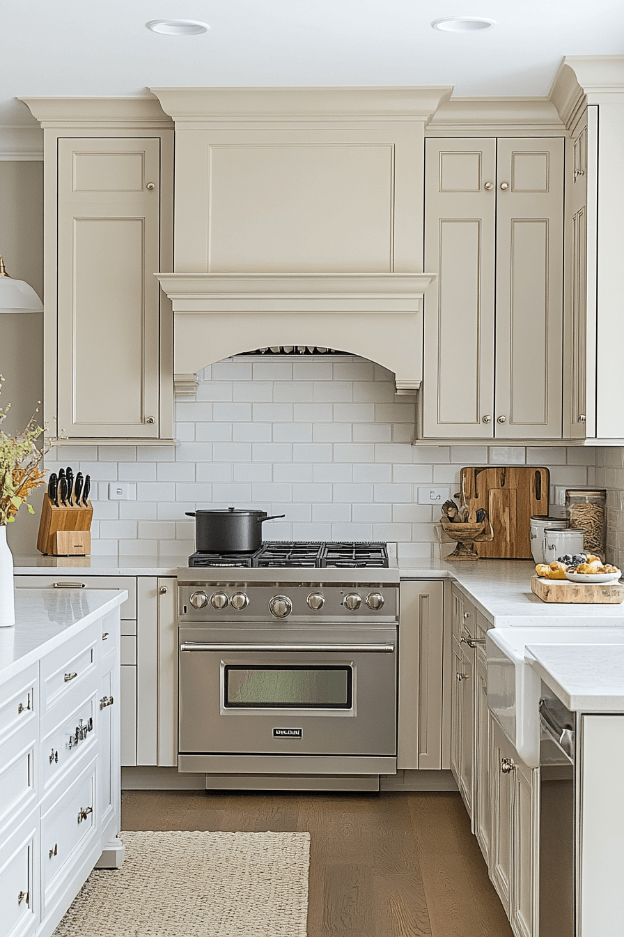 25 Neutral Kitchen Cabinets to Create a Calming Cooking Space 14 Parchment Timeless Charm