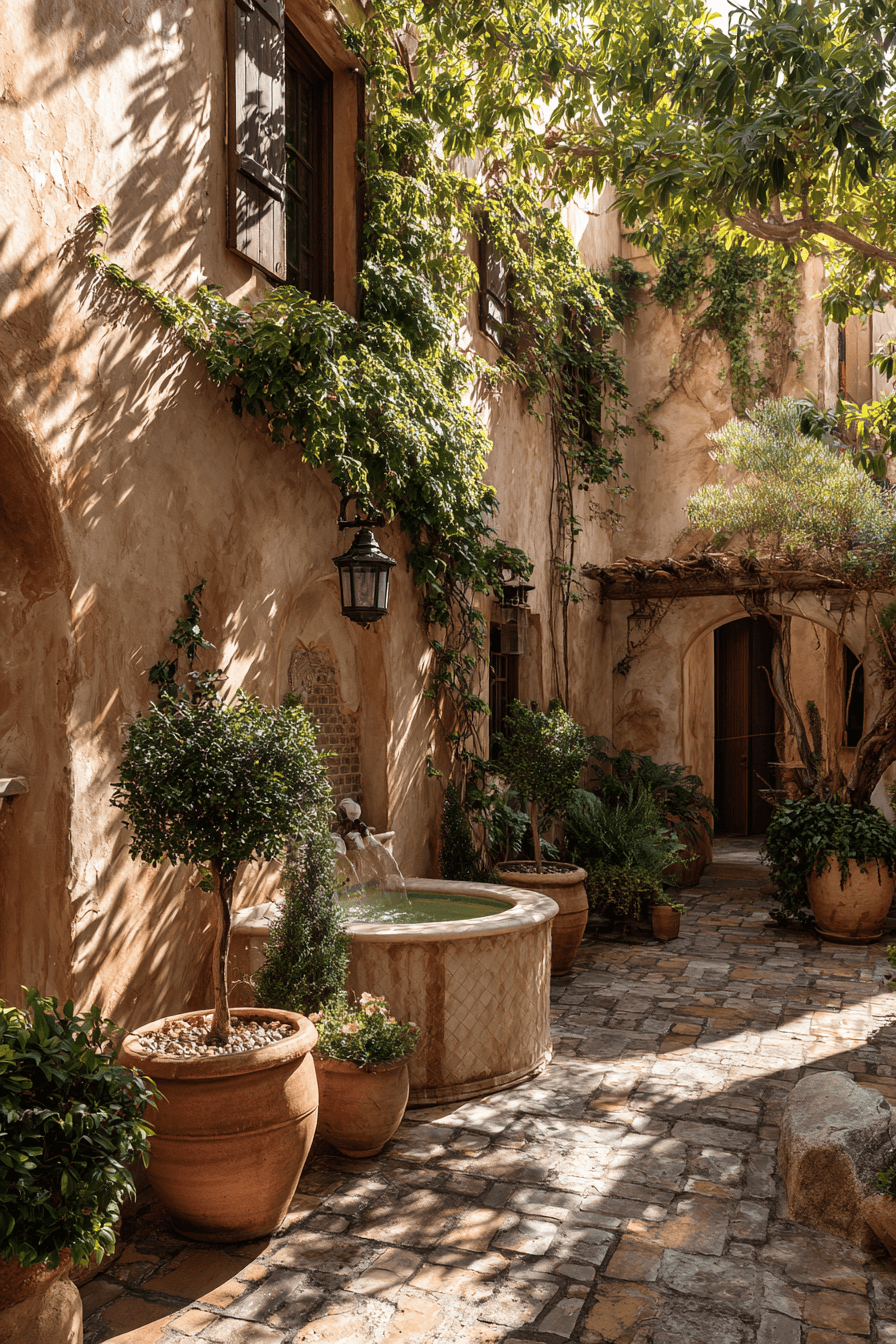 25 Antique Yard Decor Ideas for a Warm and Inviting Outdoor Vibe 17 European Courtyard Charm