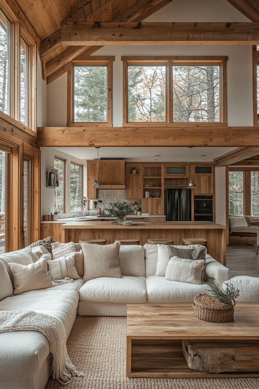 25 Little Cabin Living Room Ideas That Will Warm Your Heart 17 Open And Flowing Cabin Layout
