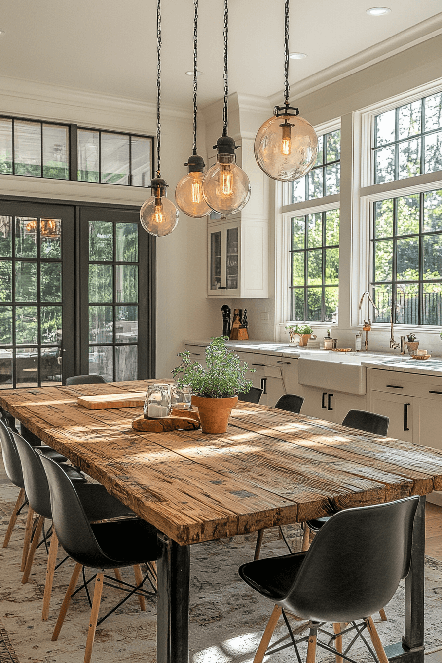 25 Antique Farmhouse Decor Ideas That Will Enhance Your Home’s Charm 2 Timeworn Wooden Dining Table