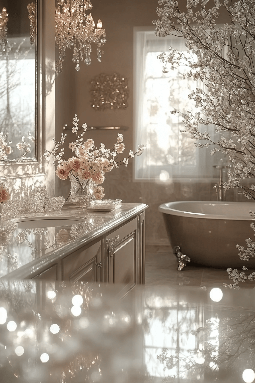 25 Luxury Bathroom Design Ideas to Add Glamour to Your Home 20 Crystal Filled Bathroom Elegance