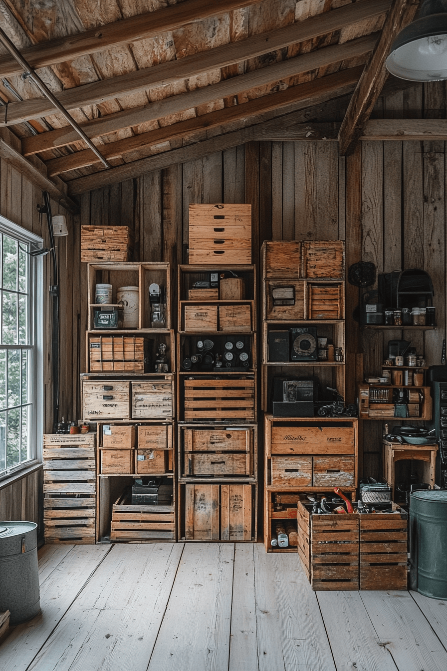 25 Antique Farmhouse Decor Ideas That Will Enhance Your Home’s Charm 21 Repurposed Garage Storage Charm