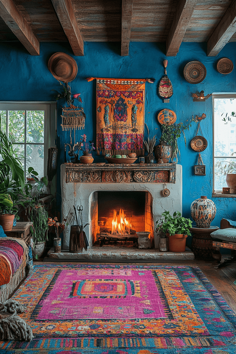 25 Fireplace Interior Ideas to Enhance Your Home’s Ambience 22 Bohemian Chic Fireplace Style