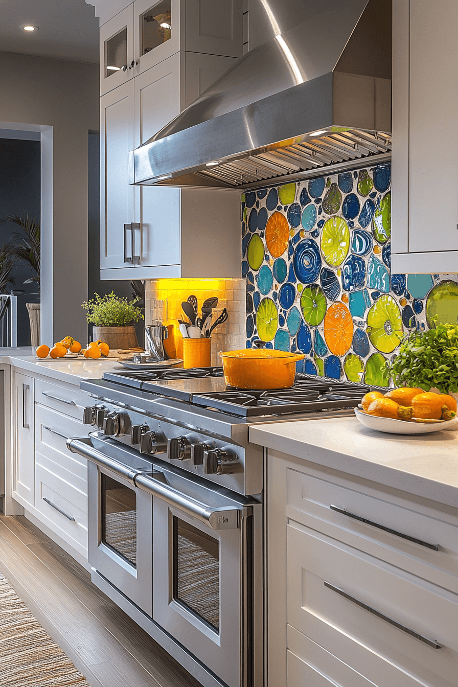 25 Backsplash Kitchen Ideas for a Bold and Beautiful Design 22 Colorful Glass Shine